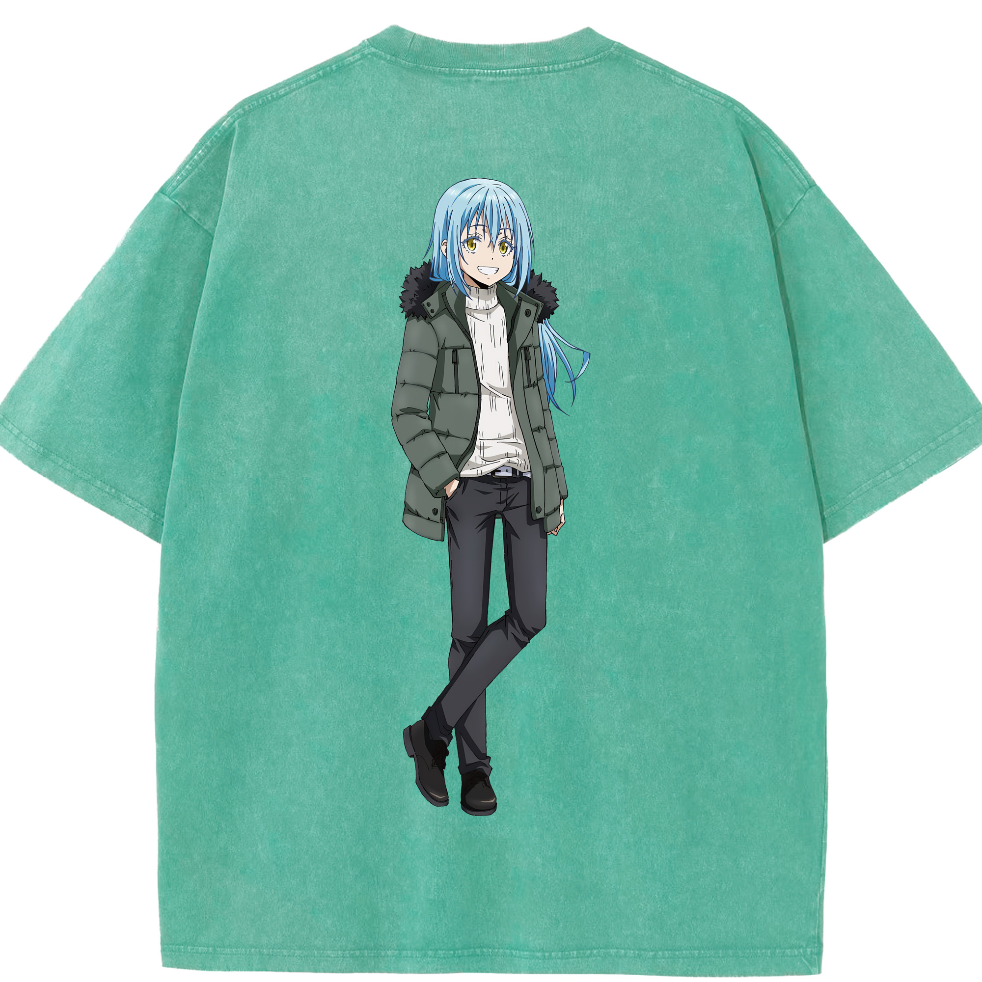 （画像用） 転スラ Regarding Reincarnated to Slime 綿100% ヴィンテージ風 半袖Tシャツ（背面プリント）